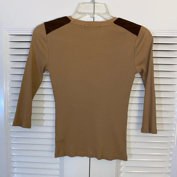 RALPH LAUREN Suede Lace Trim Petite Top - Picture 3 of 3